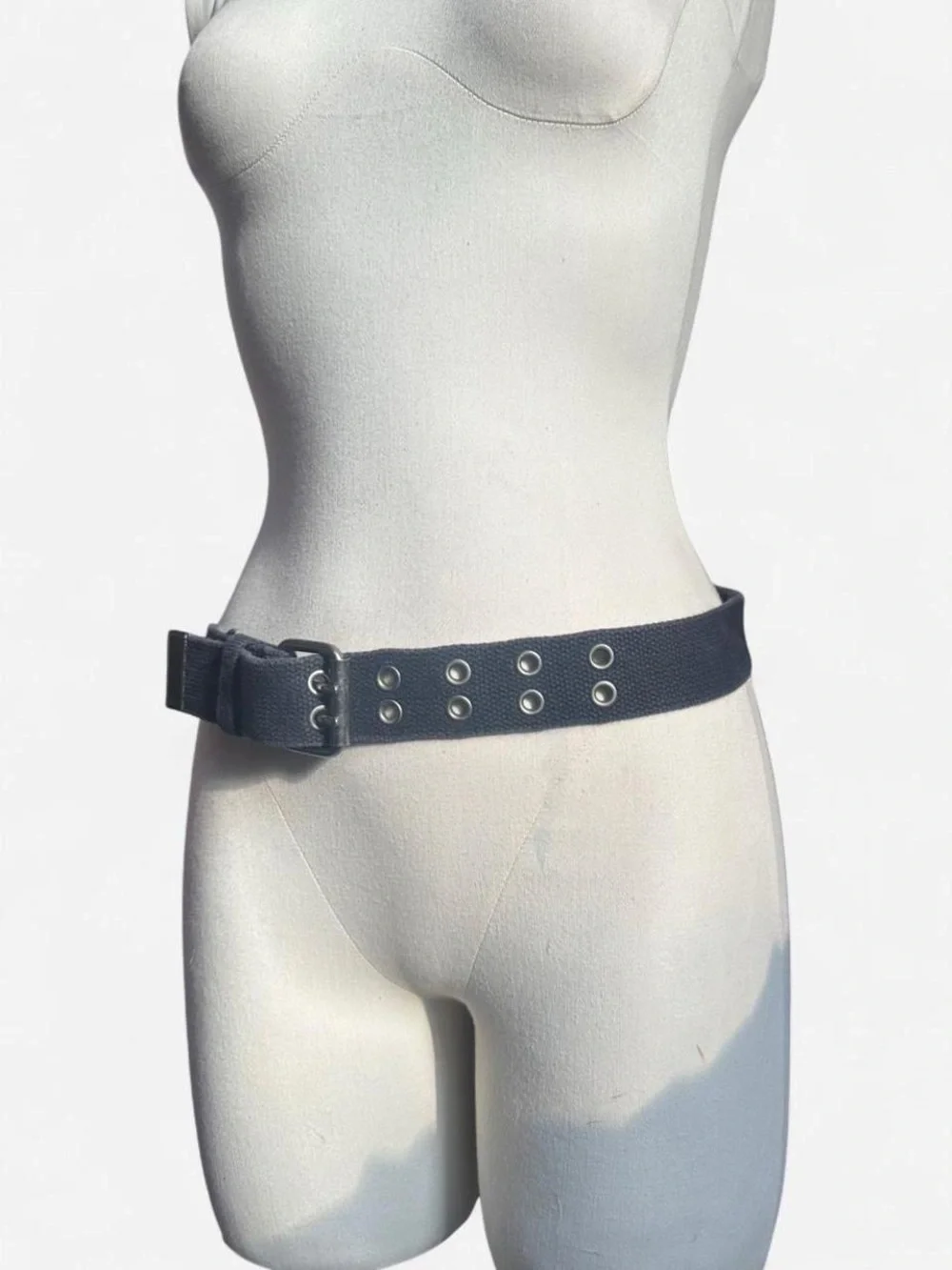 Y2K BEBE Sport Canvas Grommet Waist Belt in Dark Gray